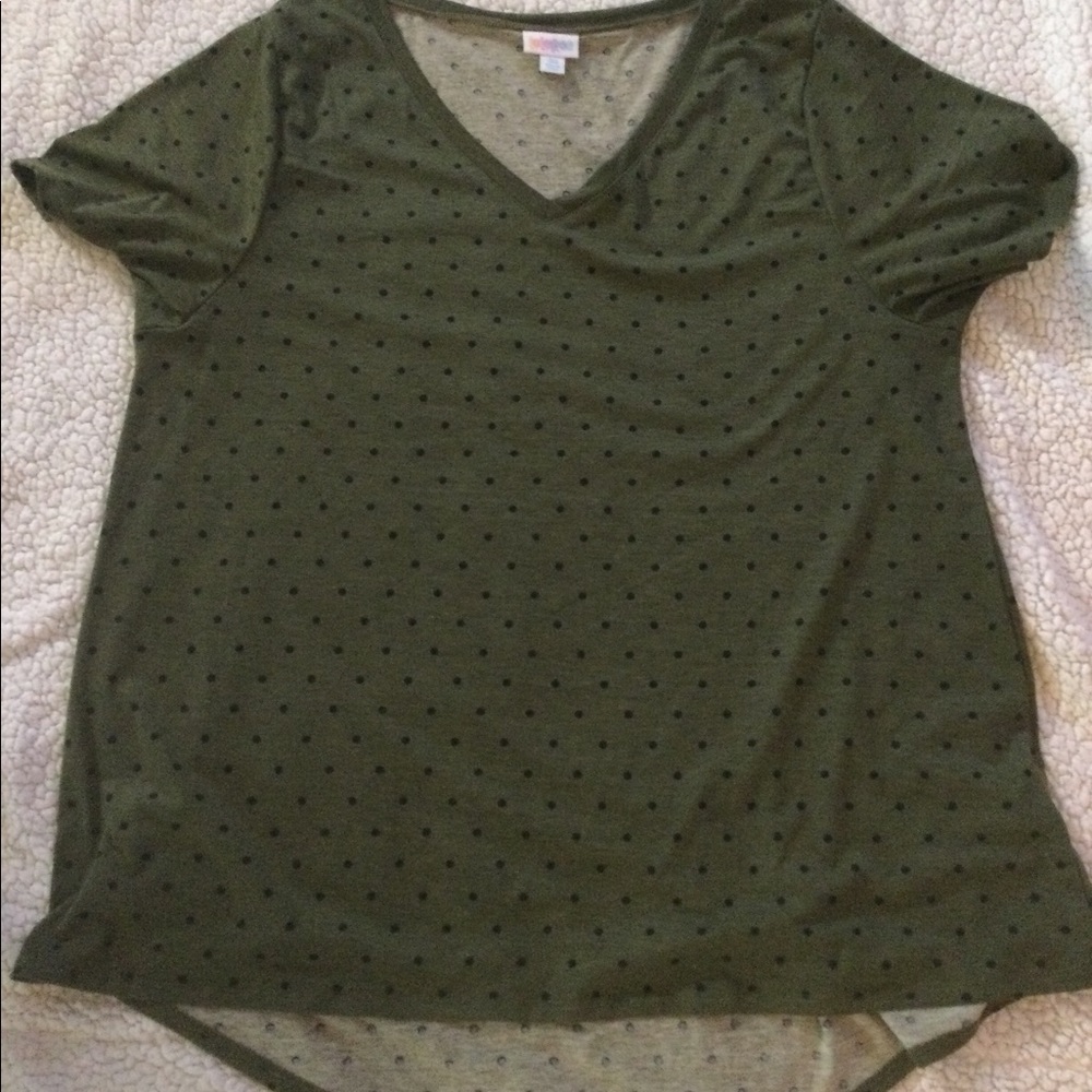 LulaRoe olive polka dot christy tee